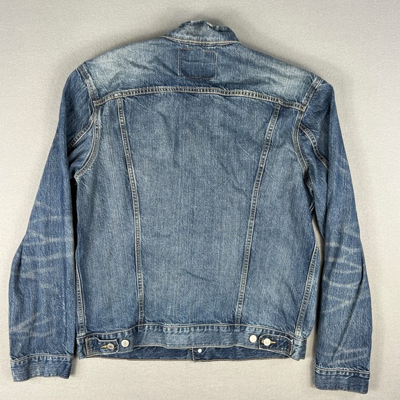Levis Denim Trucker Jacket Fits Large Blue Jean Medium‎ Wash Faded Classic 70797 - Picture 3 of 12